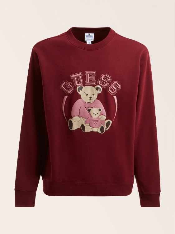 бордо суичър с предно лого Guess