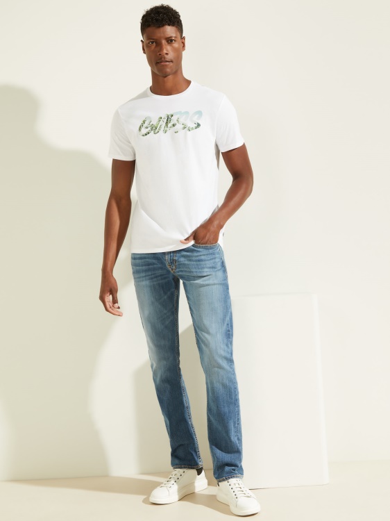 предна тениска с бяло лого Guess