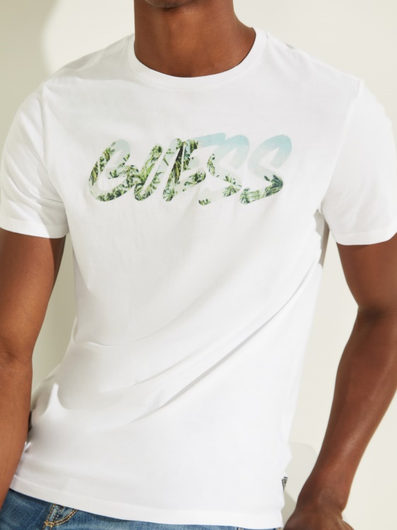 предна тениска с бяло лого Guess