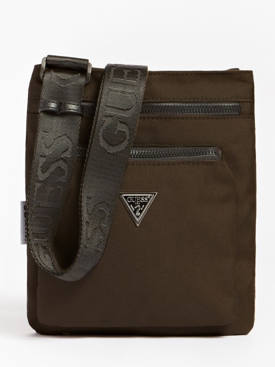 кафяво заместник лого триъгълник мини Crossbody Guess