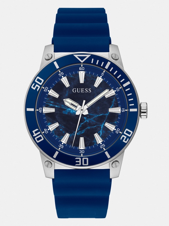 черен аналогов силиконов часовник Guess