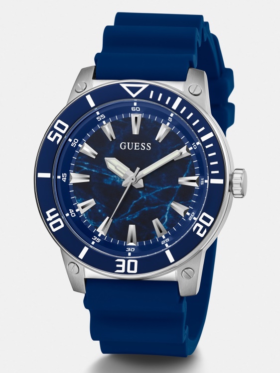 черен аналогов силиконов часовник Guess
