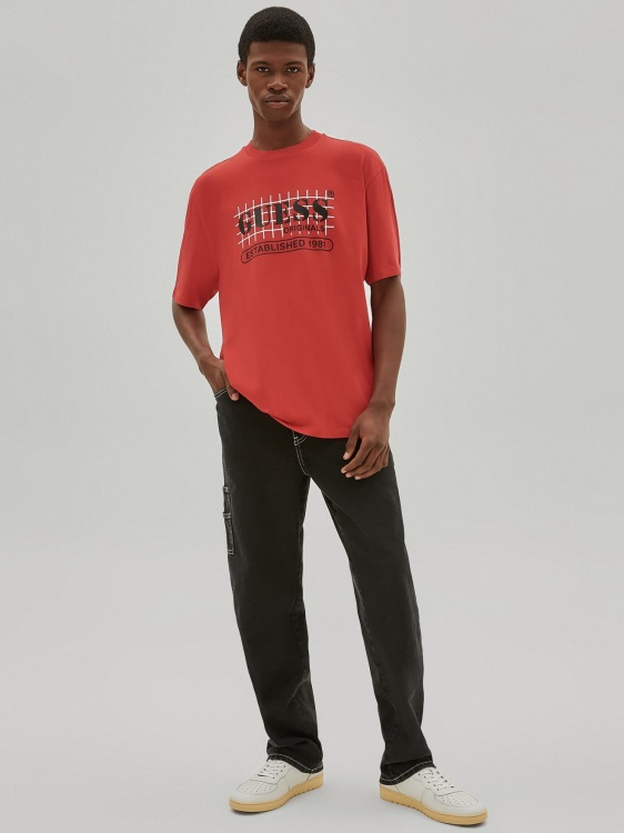предна тениска с лого Guess червено