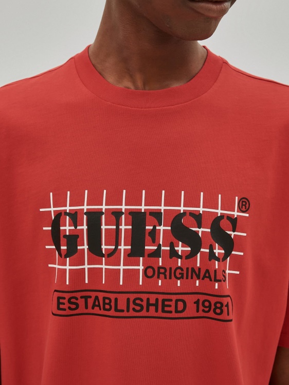 предна тениска с лого Guess червено