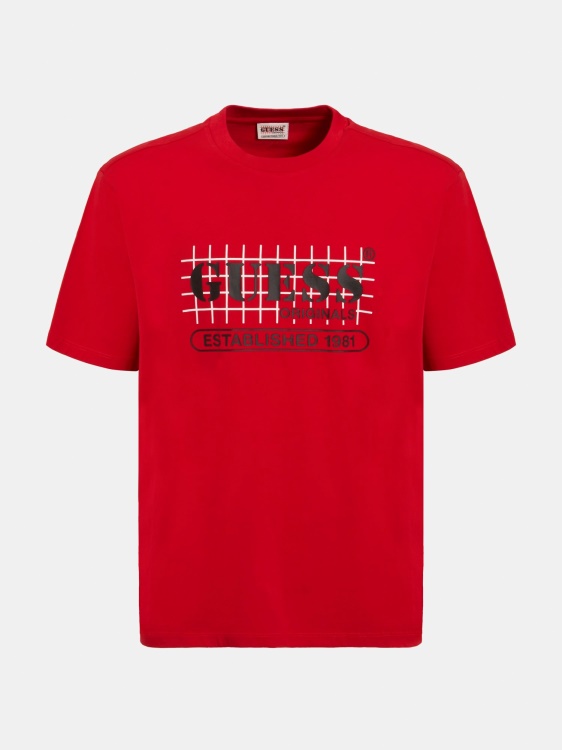 предна тениска с лого Guess червено