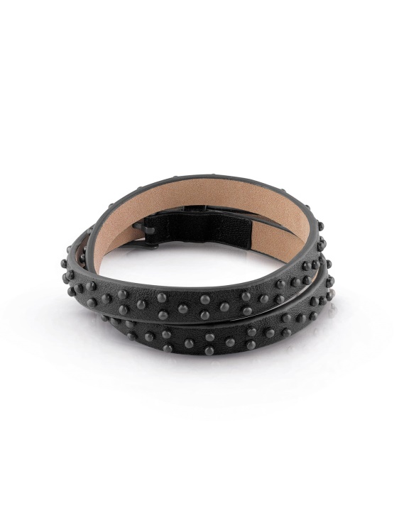 двуредна кожена гривна с шипове Guess Hero