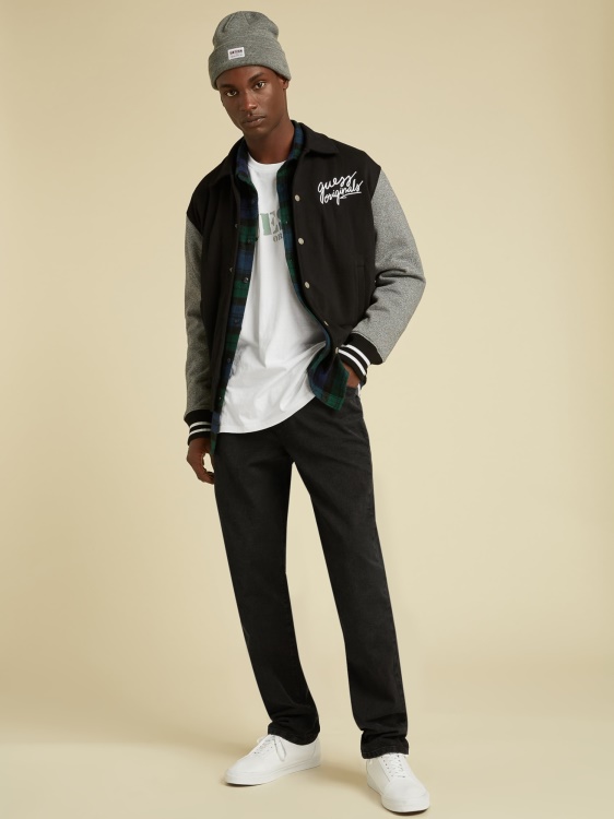 бомбър яке със заден принт Guess Black Multi