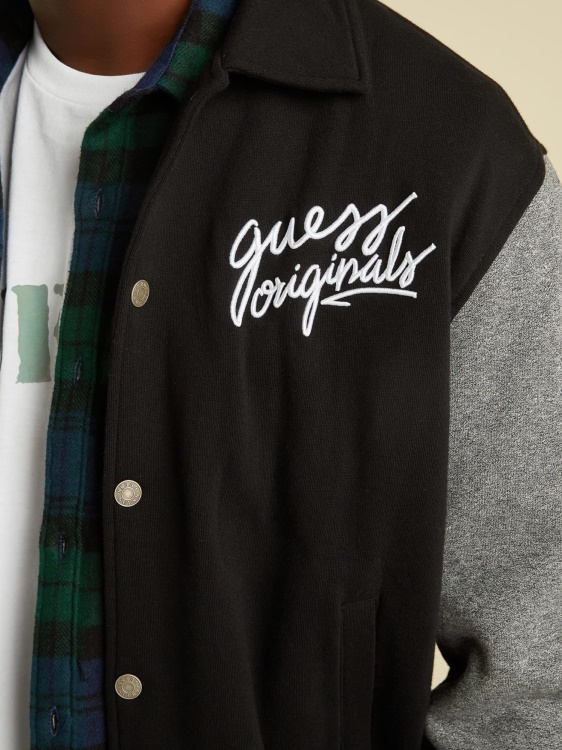бомбър яке със заден принт Guess Black Multi