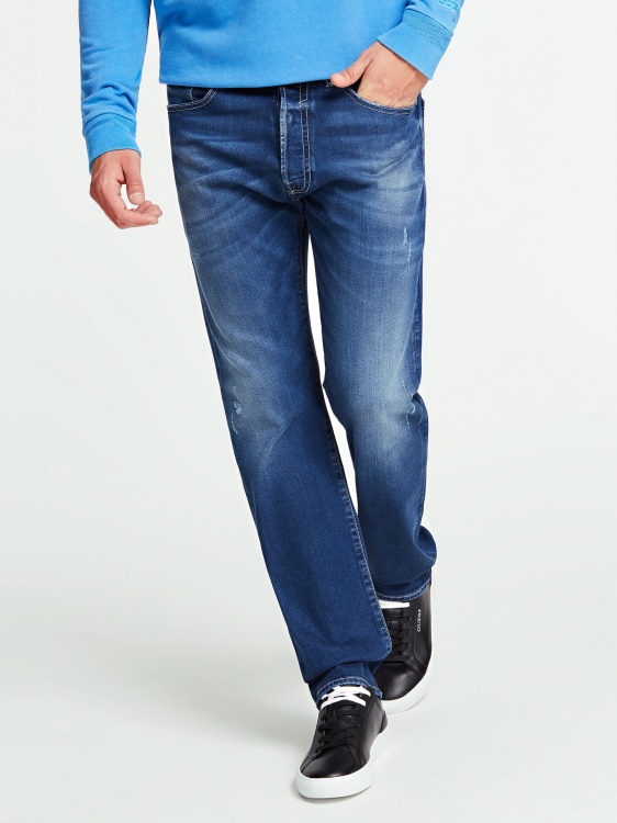 Guess Slim Fit деним панталон син нова тенденция