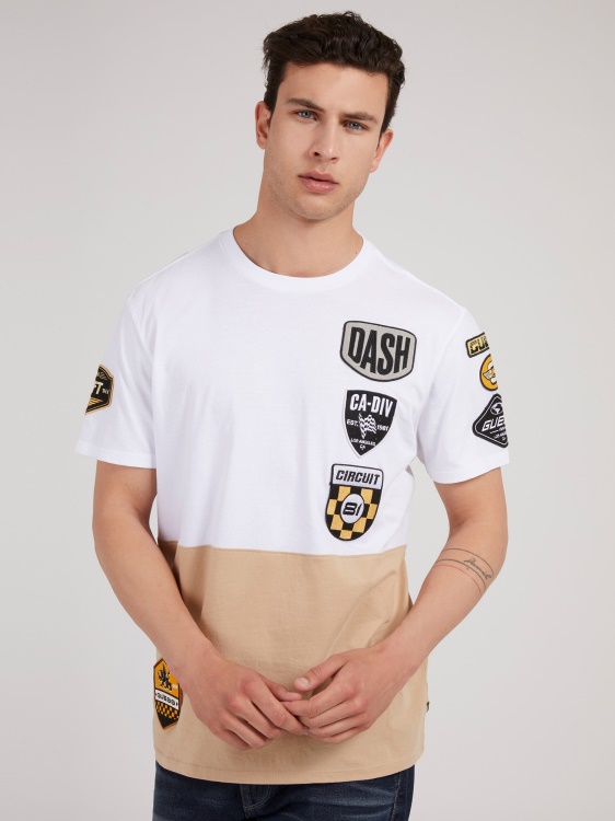 кръпка тениска Guess бяла мулти