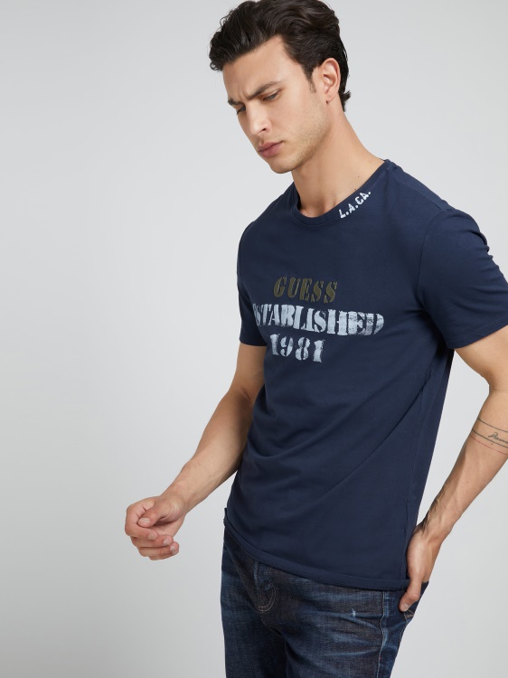 синя тениска с предно лого Guess Trend