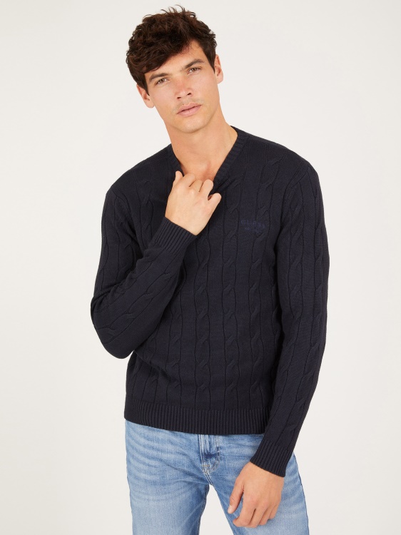 син многокабелен плетен джъмпер Guess