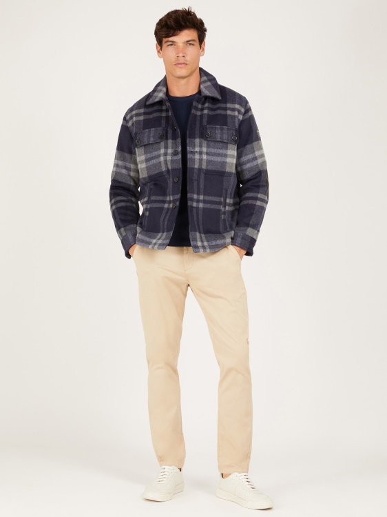 Guess синя риза от вълнена смес с макро каре