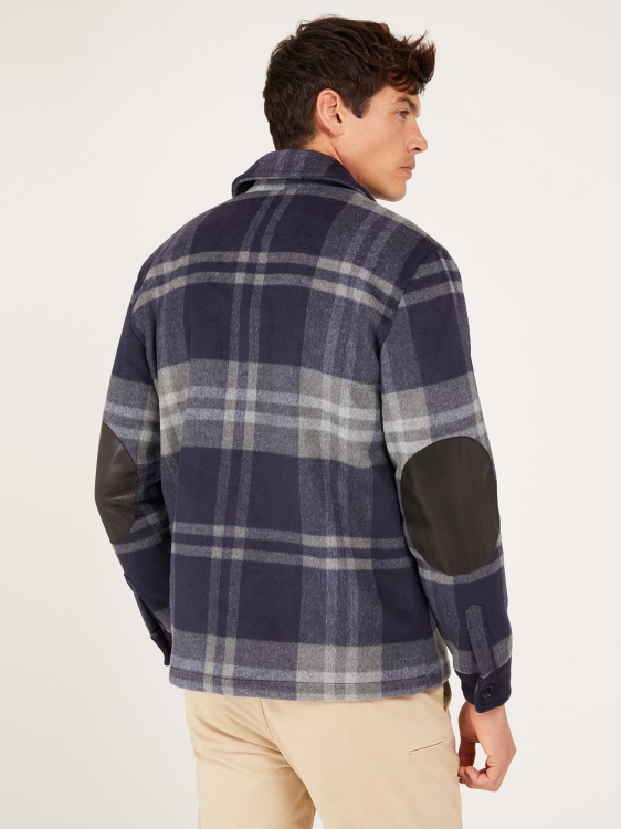 Guess синя риза от вълнена смес с макро каре