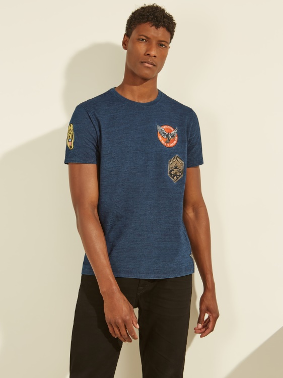 Guess Patch детайл тениска бяла мулти