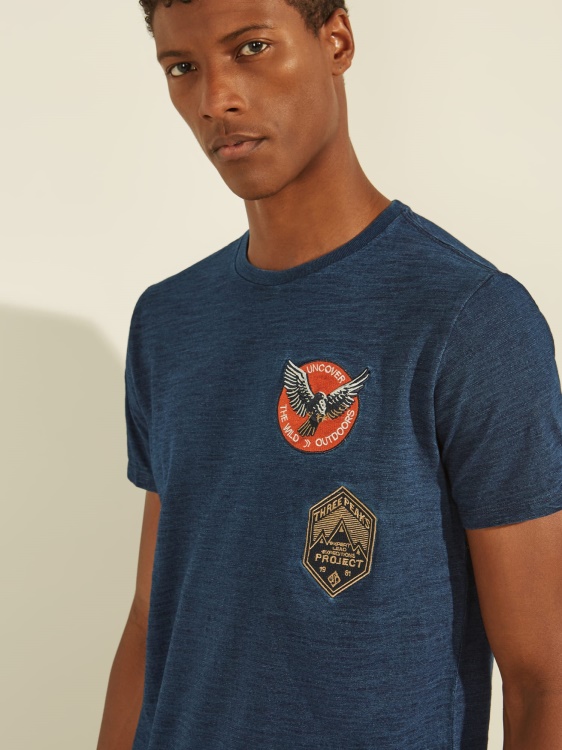 Guess Patch детайл тениска бяла мулти