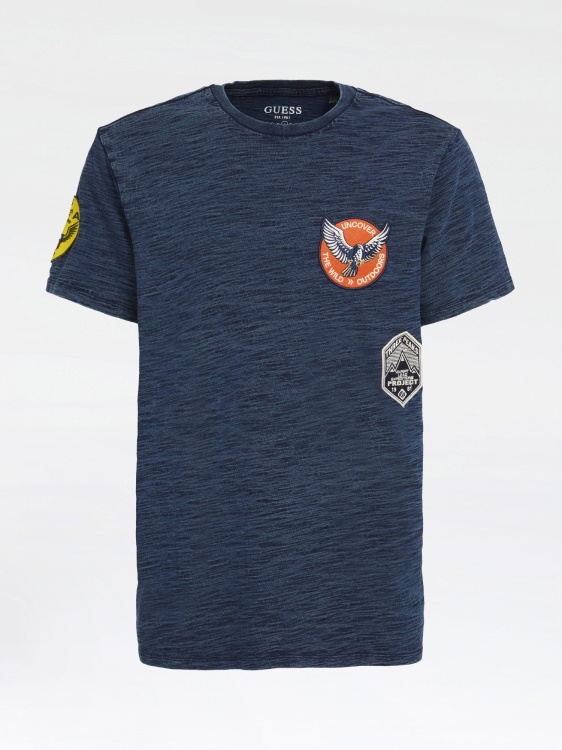 Guess Patch детайл тениска бяла мулти