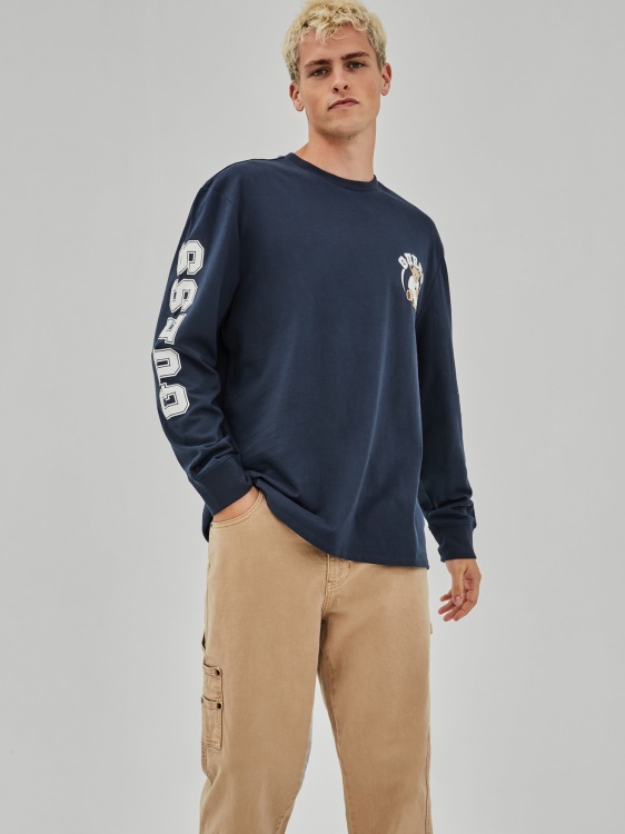 синя тениска с предно лого Guess