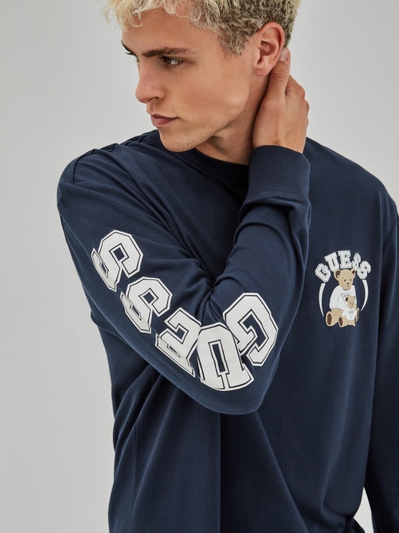 синя тениска с предно лого Guess