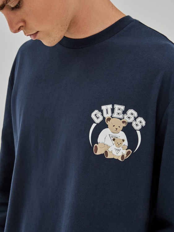 синя тениска с предно лого Guess
