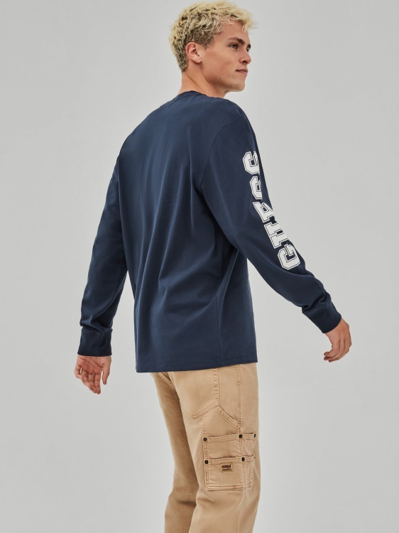 синя тениска с предно лого Guess