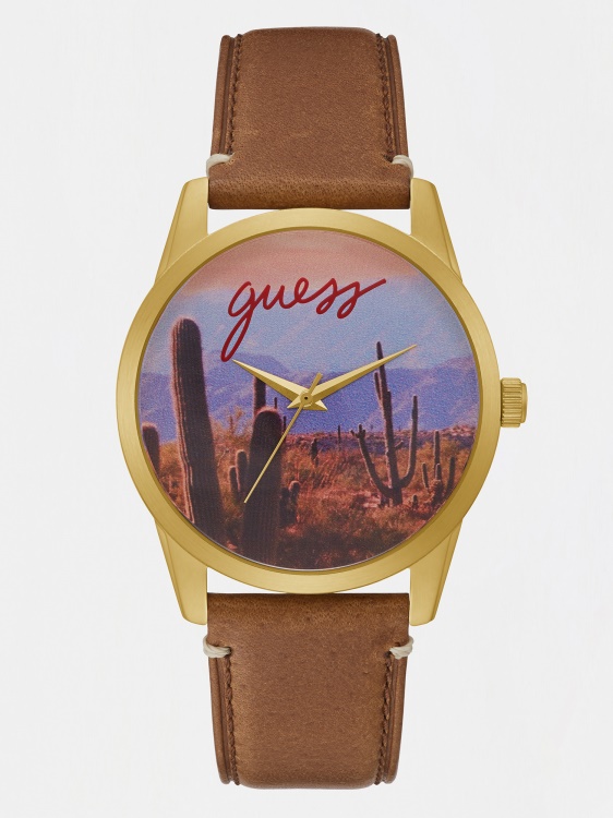 черен всеки аналогов часовник Guess