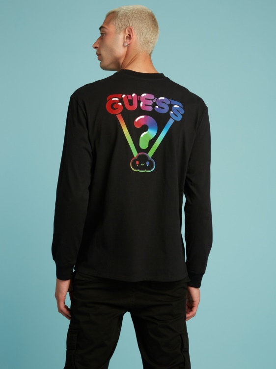 черна тениска с щампа Guess Place