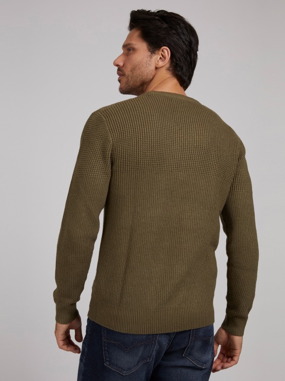 зелен пуловер с кръгло деколте от смес от вискоза