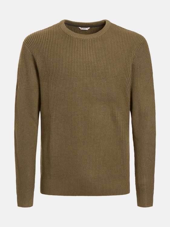 зелен пуловер с кръгло деколте от смес от вискоза