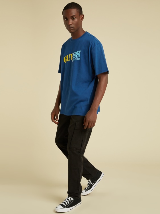 тениска с предно лого Guess Blue