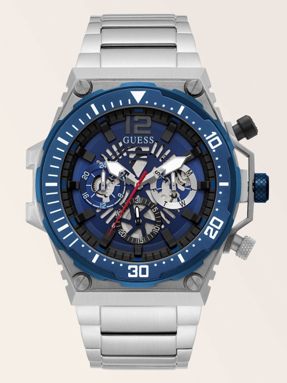 черен многофункционален стоманен часовник Guess