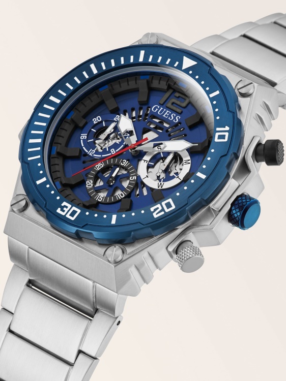 черен многофункционален стоманен часовник Guess