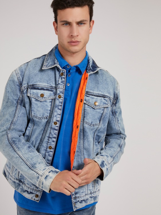 двустранно подплатено дънково яке Guess Blue