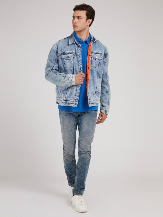 двустранно подплатено дънково яке Guess Blue