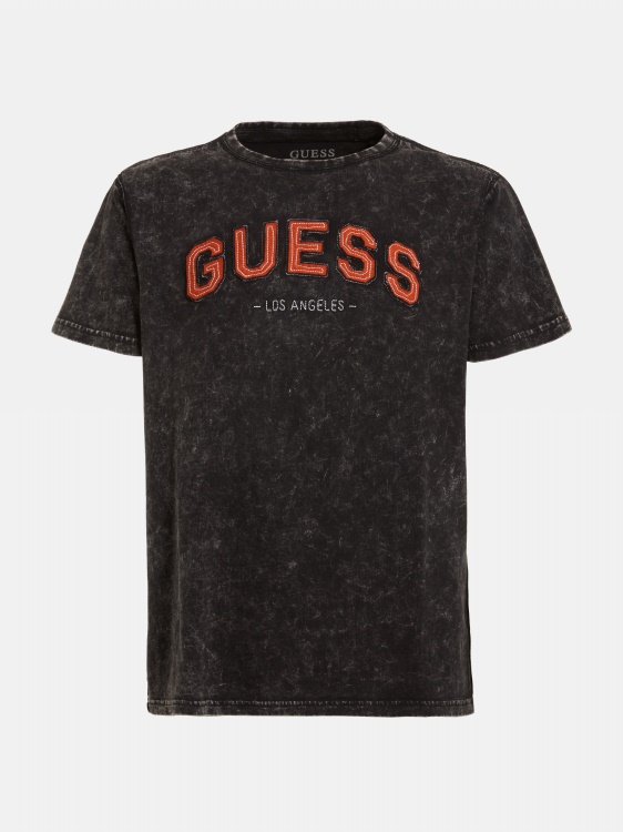 черна тениска с предно лого Guess