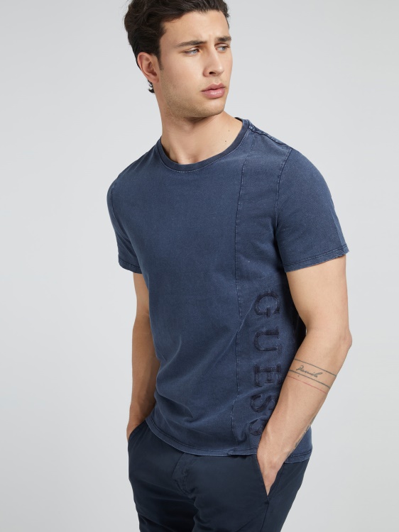 тениска със странично лого Guess Blue