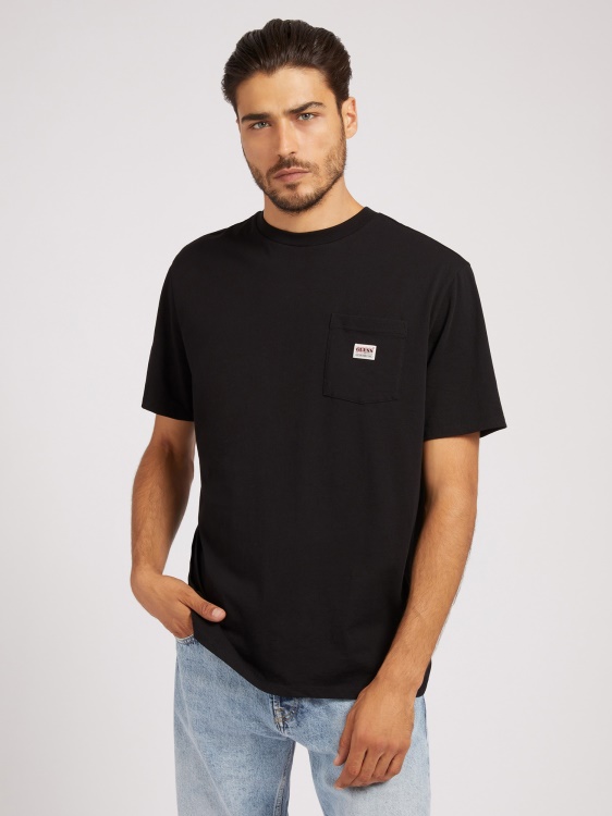 черна тениска с предно лого Guess