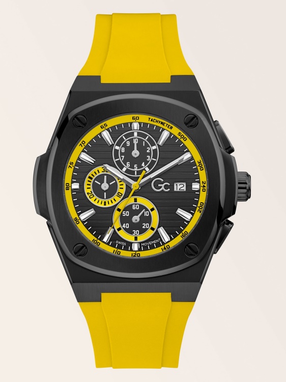 черен часовник Guess Gc силиконов хронограф