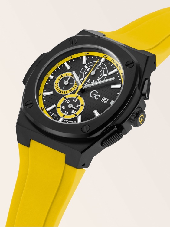 черен часовник Guess Gc силиконов хронограф