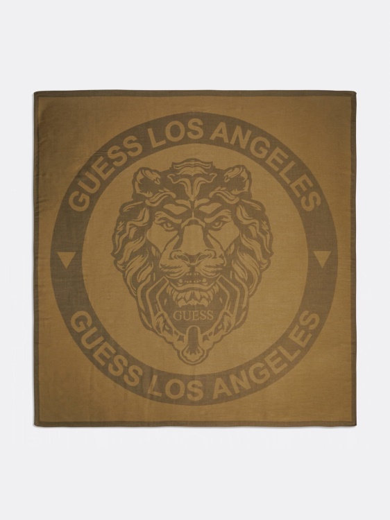 Guess Logo Script лъвски шал зелен