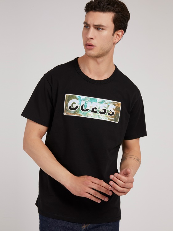 Guess тениска с щампа пред черна нова тенденция