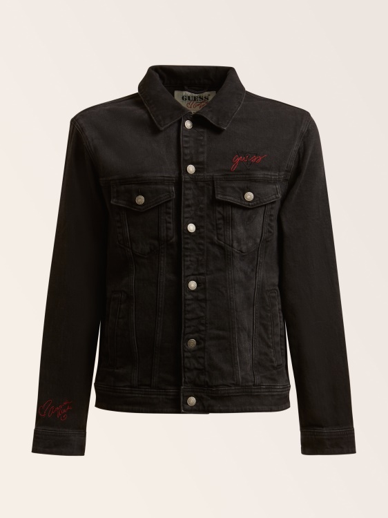 тънко дънково яке със заден принт Guess Black