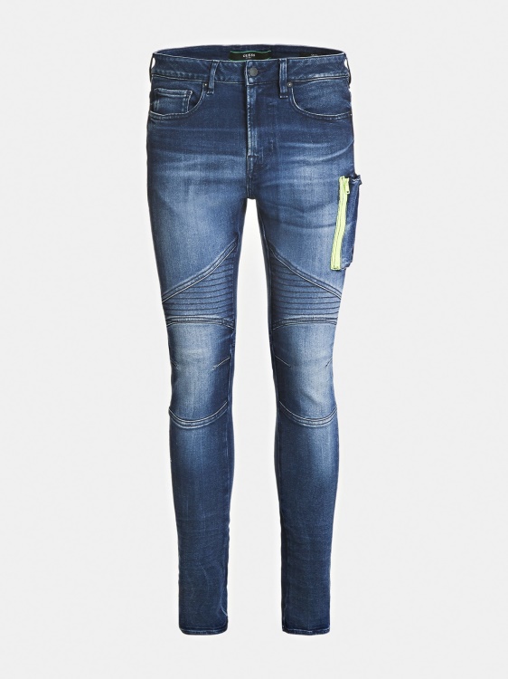 дънкови панталони със син цип Guess