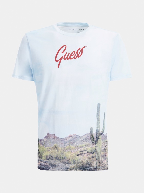 бяла тениска с цял принт Multi Guess