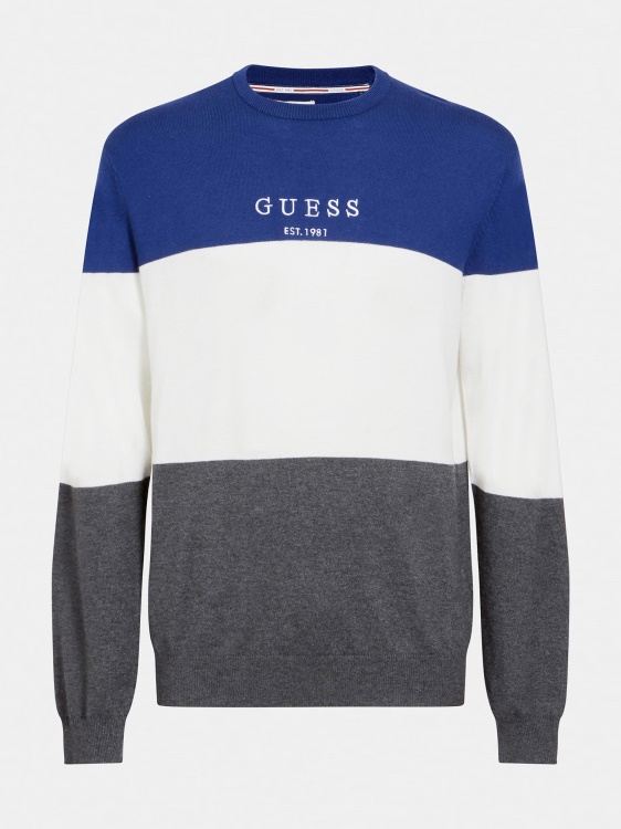 Guess раиран пуловер син мулти