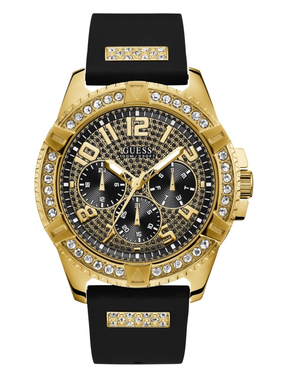 многофункционален часовник с кристали Guess Black