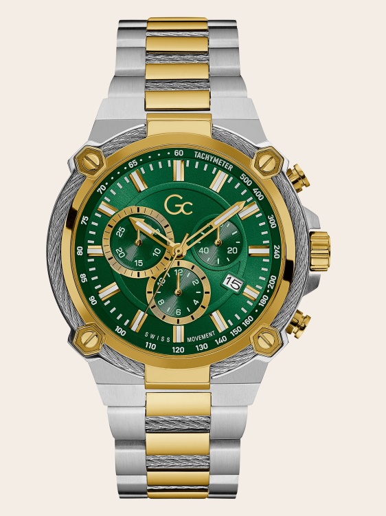 Gc стоманен хронограф часовник сребро Guess