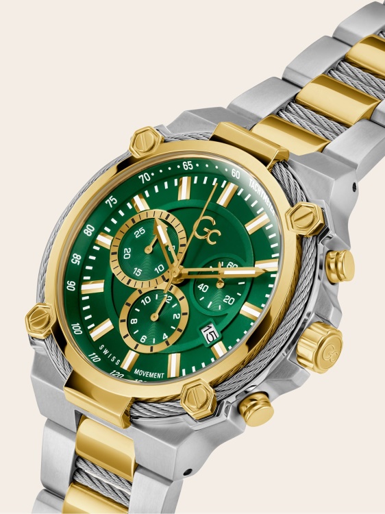 Gc стоманен хронограф часовник сребро Guess