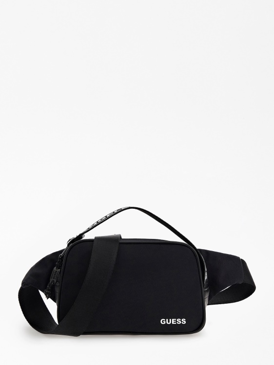 лого надпис Certosa Tech чанта за колан Guess Black