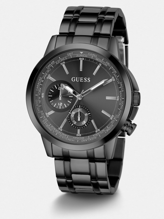 черен многофункционален стоманен часовник Guess New Trend